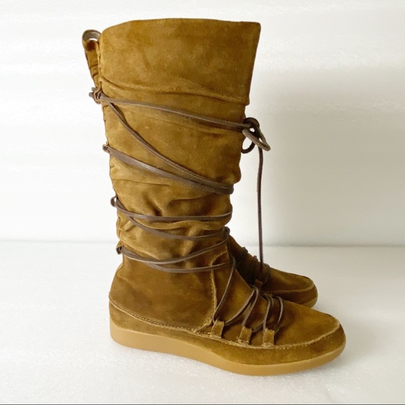 Michael Kors Suede Wrap Around Lace-Up Moccasin Boots - Picture 2 of 11